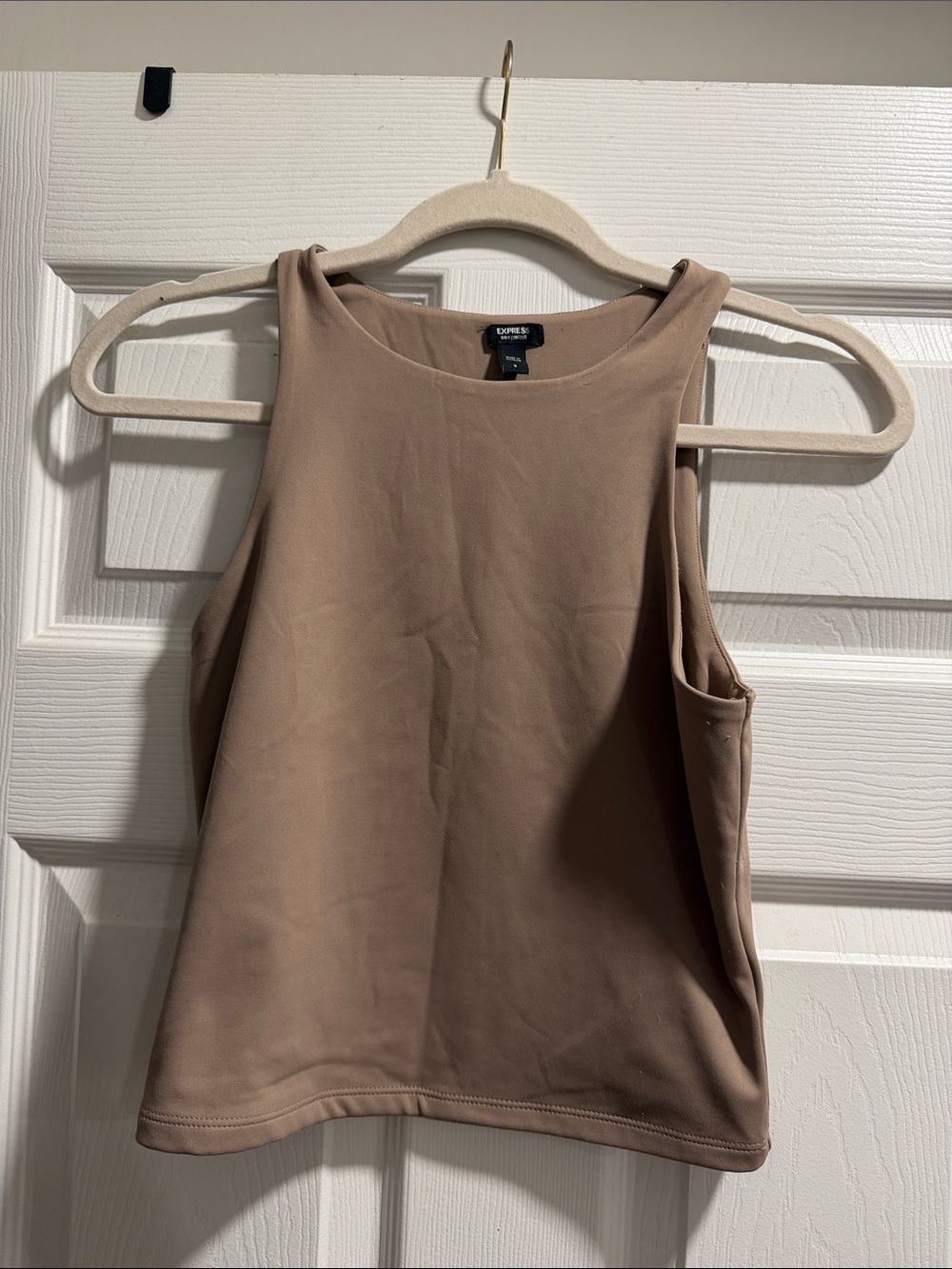 Express Neutral Taupe High-Neck Tank Top